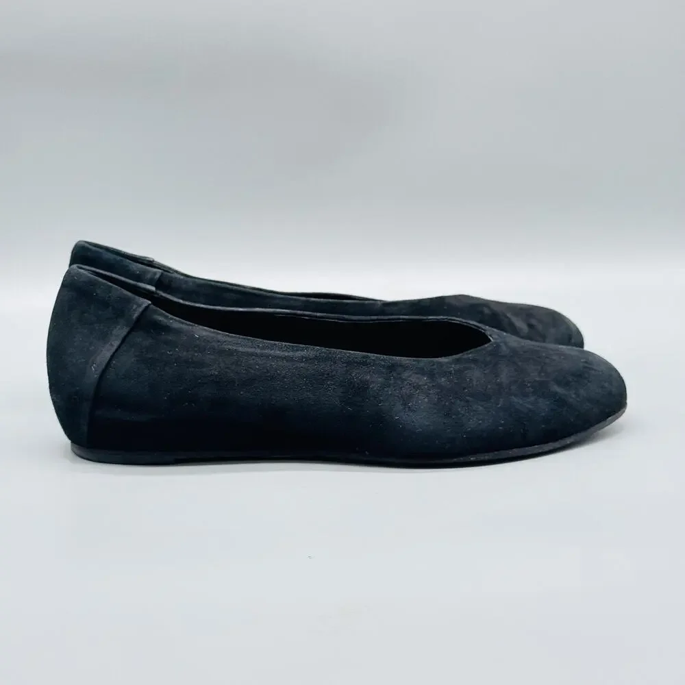 Eileen Fisher Shoes Women 7.5 Black Suede Leather Una Ballet Flats Slip On